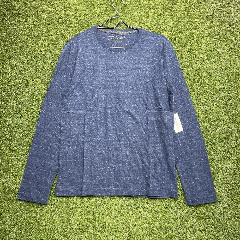Banana Republic Shirt Mens Medium Long Sleeve Soft Wash Cotton Blue Heather NWT